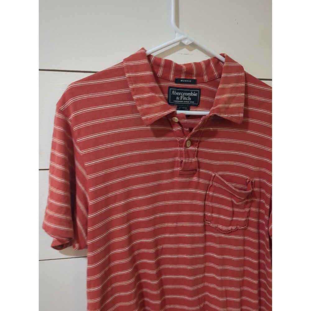 Abercrombie& Fitch men's large striped polo shirt summer muscle fit